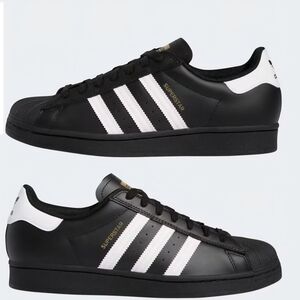 Adidas Superstar Black with White Stripes